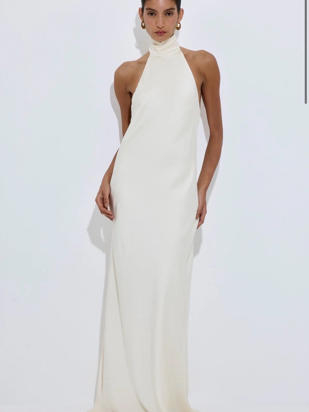 Limited Edition Collared Satin Dress - Pearl White / M × 1